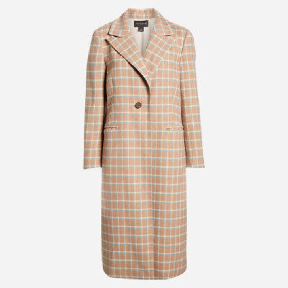 Something Navy Plaid Longline Coat